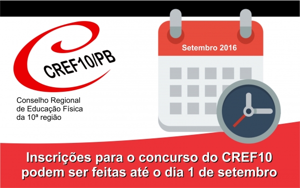 Inscrições no concurso do Cref10/PB são prorrogadas até 1º de setembro