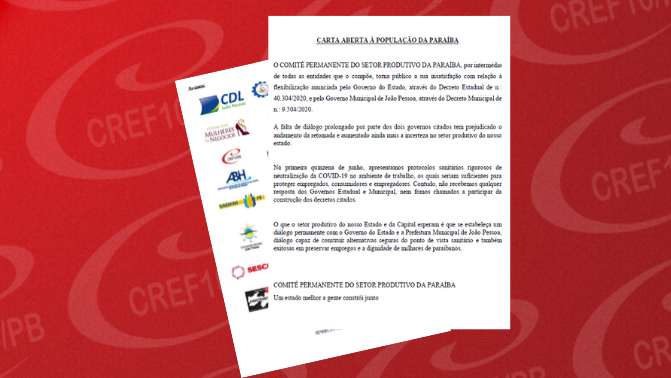 CREF10 divulga carta aberta à população junto a outras entidades