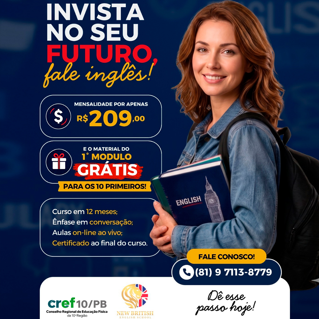 CREF10/PB amplia benefícios por meio de convênio com a New British English School